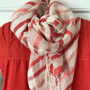 Halogen striped linen scarf 27 x 76